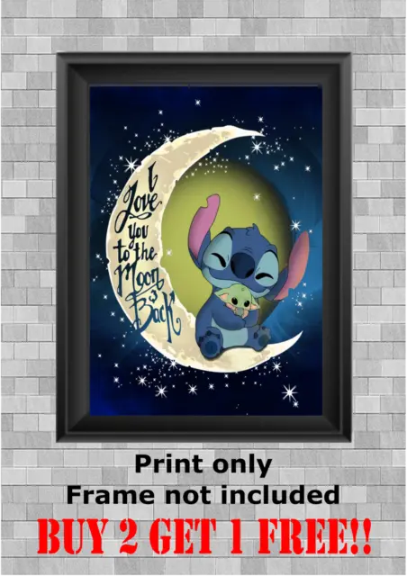 Disney Lilo and Stitch Kids Personalised Wall Art Bedroom Print Girl Boy  Gift uk