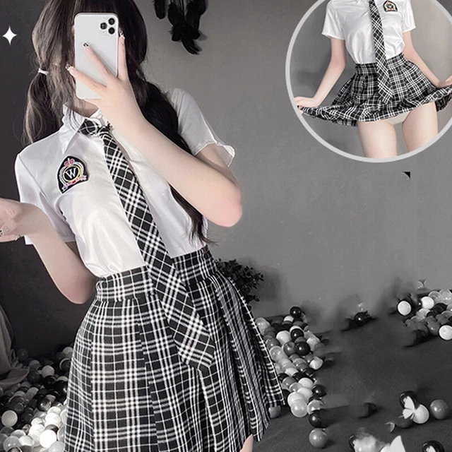 JAPANESE STUDENT GIRLS School Uniform Black White Lingerie JK Suit