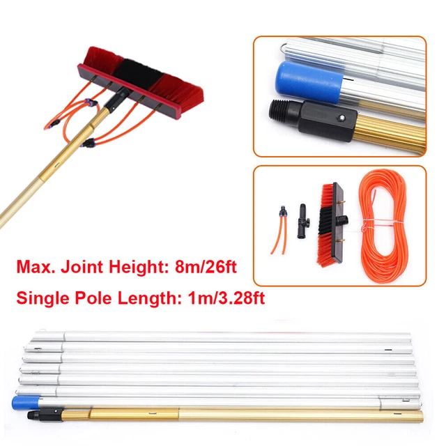 26FT Tiles Shower Screens Window Cleaning Poles Water Fed Brush Tools Equipment