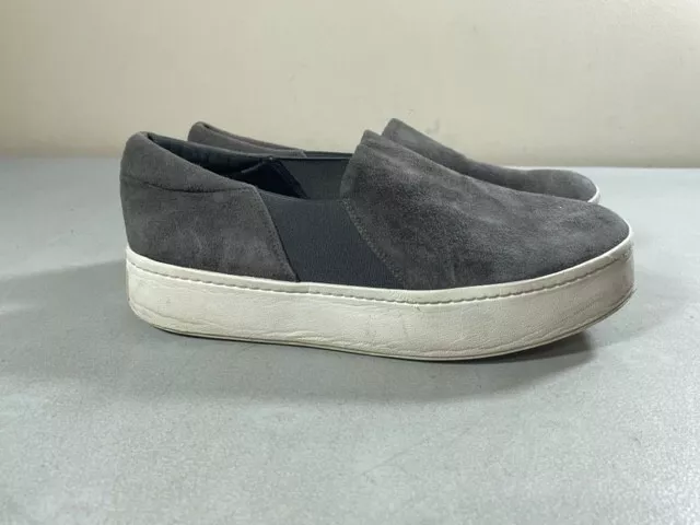 Vince Women's Gray Suede Slip On Warren Platform Shoes Sneakers Size 8M