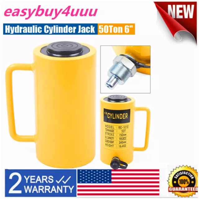 953cc Hydraulic Cylinder Jack 50Ton 6''Stroke Single Acting Ram Heavy Duty 150mm