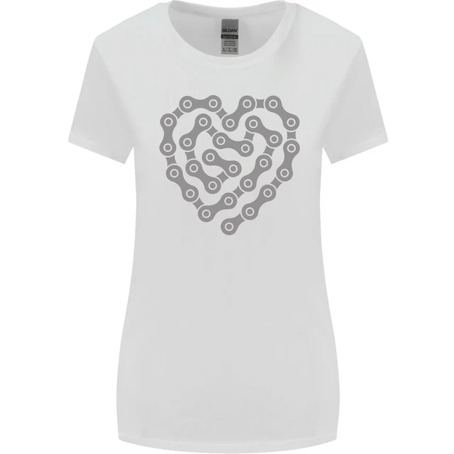 Bike Heart Chain Cycling Biker Motorcycle Womens Wider Cut T-Shirt