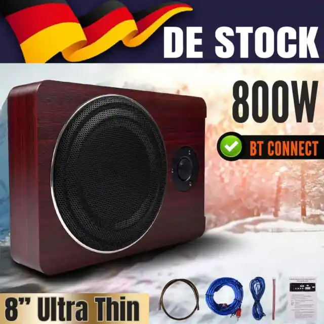 8" Ultradünner Auto KFZ Untersitz Aktiv Subwoofer , Audio Aktiv Bassbox 800W 12V