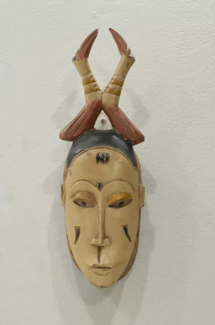 African Mask Wood Crest Baule Tribe Mask