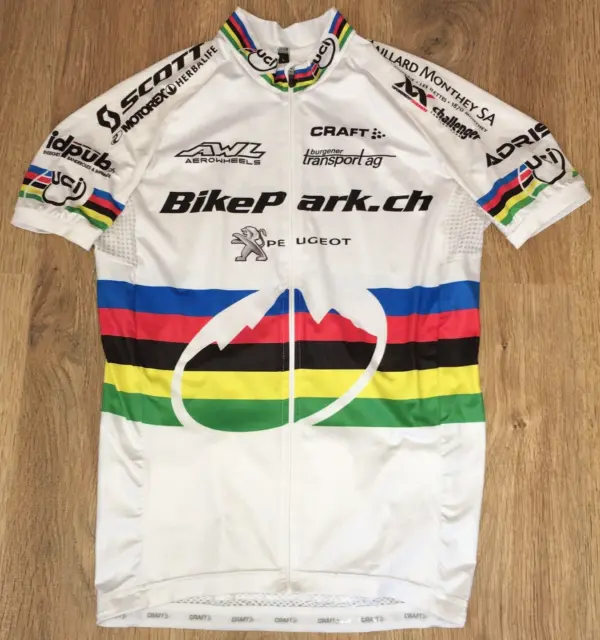 BikePark.ch Peugeot Craft Uci World Champion Team mens cycling jersey size L
