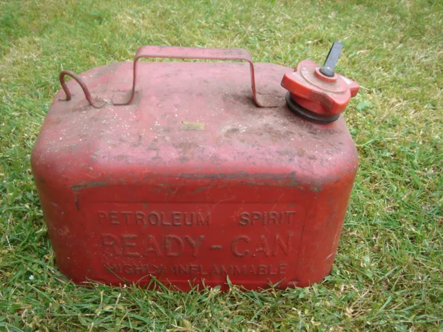 Old Vintage Classic Red Petrol Fuel Can Tank 3