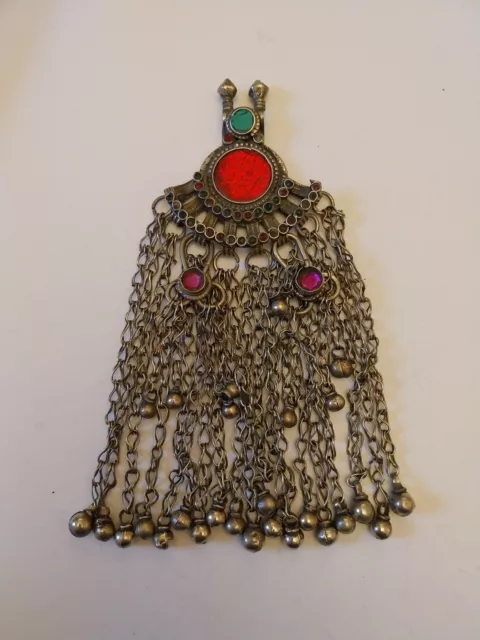 Beautiful Heavy XL 7" Vintage Afghani Kuchi Tribal Pendant - Tribal Bellydance