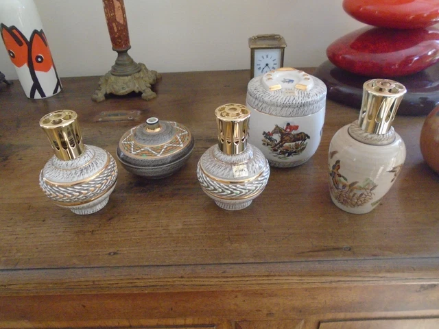 SEPT LAMPES BERGER en porcelaine sur piédouche