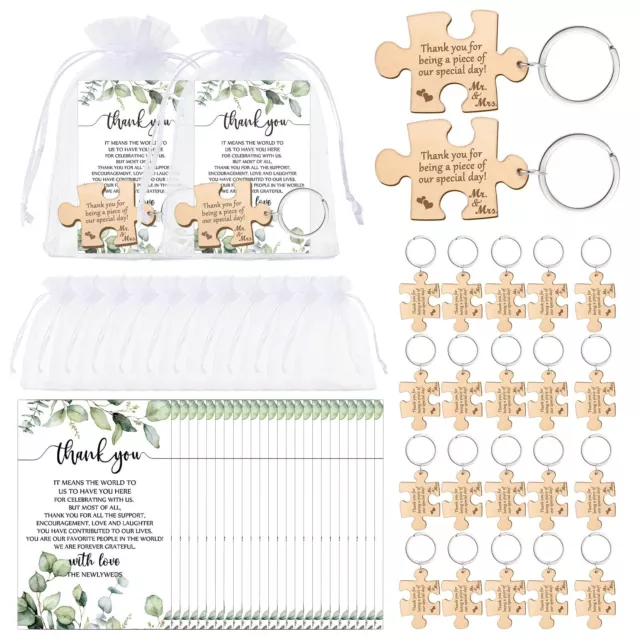 Wedding Favors for Guests Bulk Include Rustic Wood Puzzle Keychain Wedding Th...