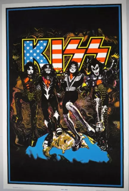 Blacklight Kiss Poster "Destroyer" 1998 Kiss Flock Ltd. 23" X 35" - Super Rare
