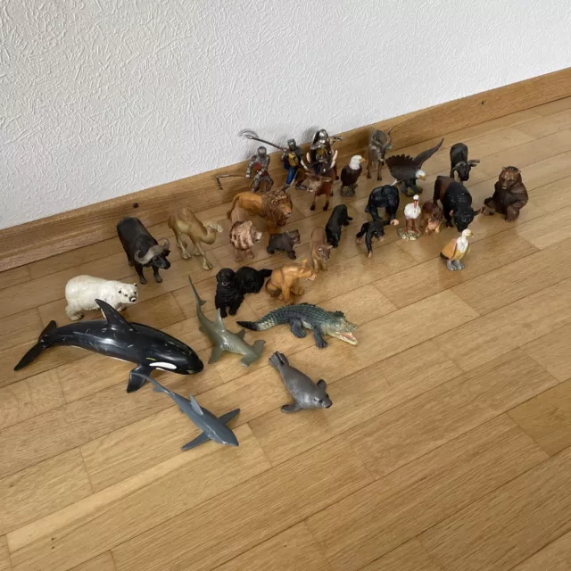 Großes Schleich Tiere Konvolut 30 Stück WILD LIFE Bitte Foto Sehen 3 Ritter