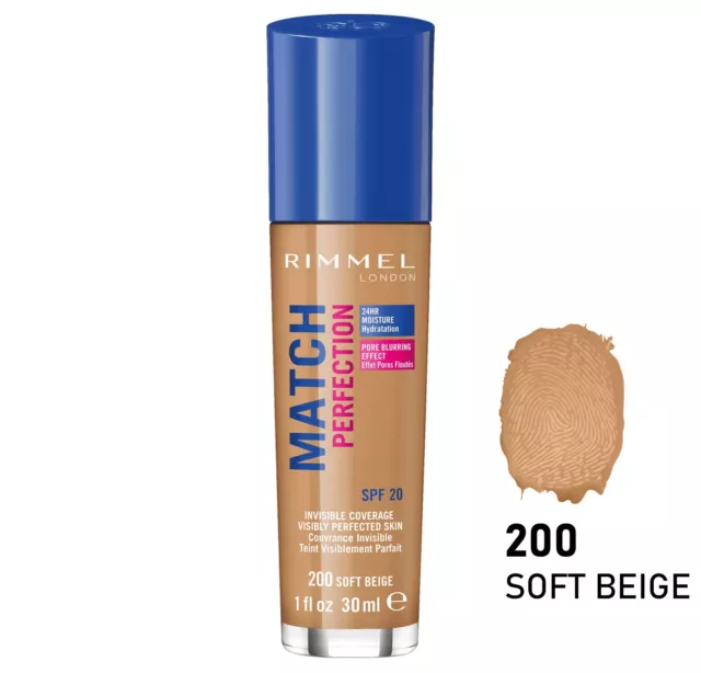 RIMMEL Match Perfection Hydrating Liquid Foundation for Dry Skin 200 Soft Beige