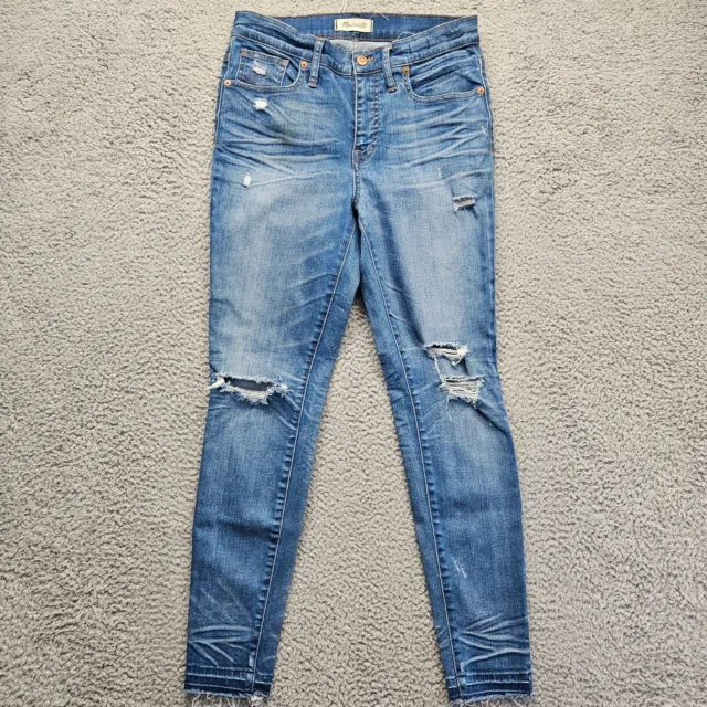 Madewell Jeans Womens Size 28 Blue Denim 9" High-Rise Skinny Distressed