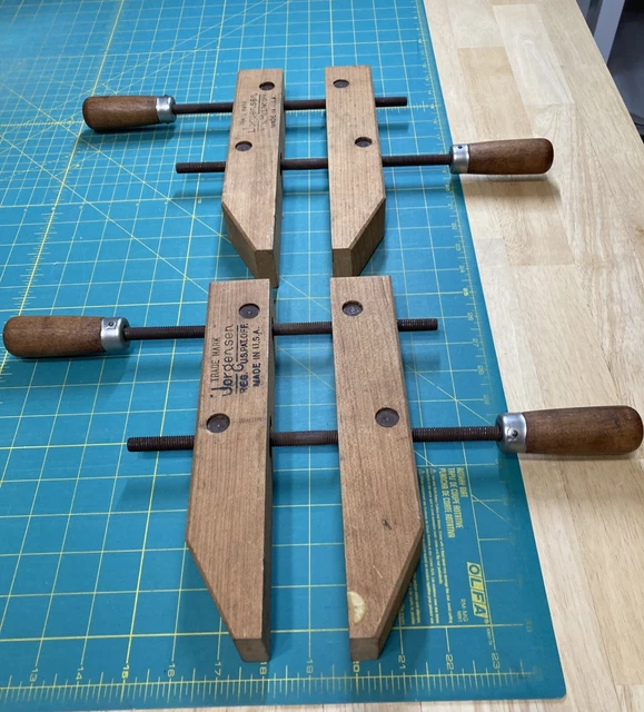 Lot of 2 VINTAGE JORGENSEN 10 INCH ADJUSTABLE HAND SCREW WOOD CLAMP #1