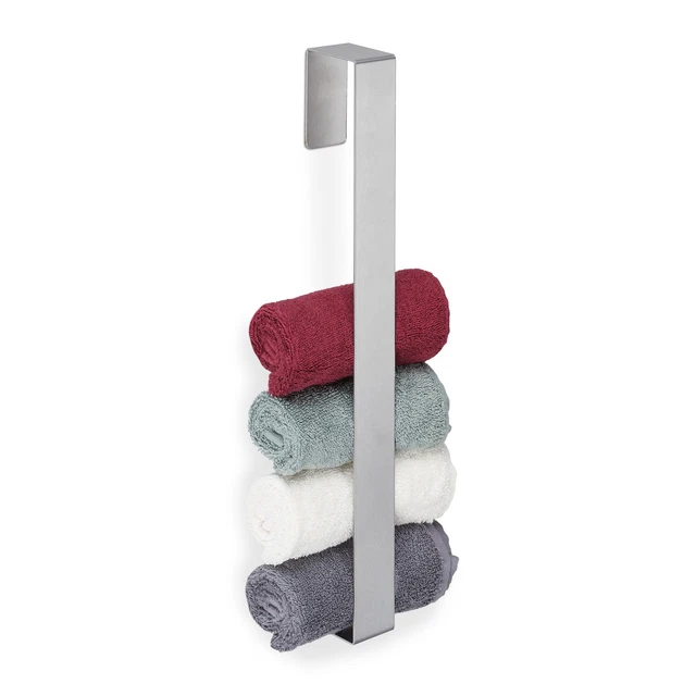 Porte Serviette Salle De Bain Sans Perçage - Barre De Serviette Mural Avec 3 Crochets, Noir 50cm | Adhésif Fort