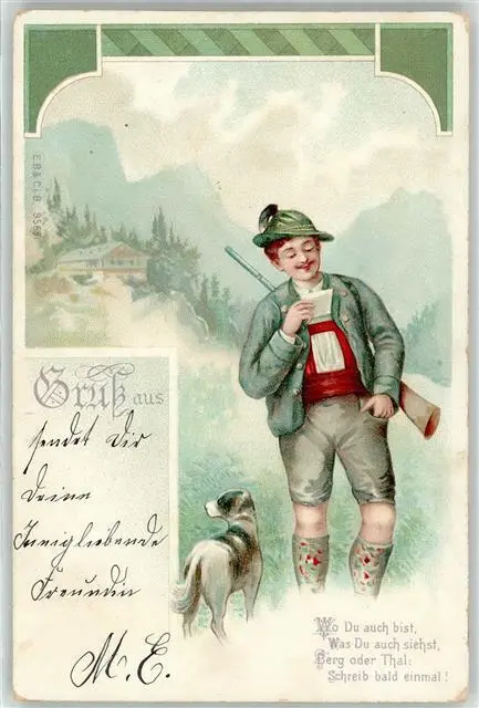 51717730 - Jaeger Hund Poesie Jagd 1902