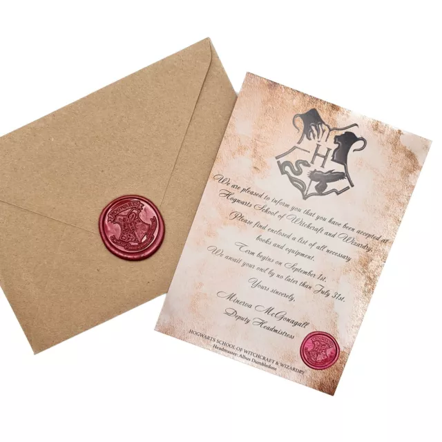 Personalised Hogwarts Acceptance Letter. Harry Potter Wax Seal