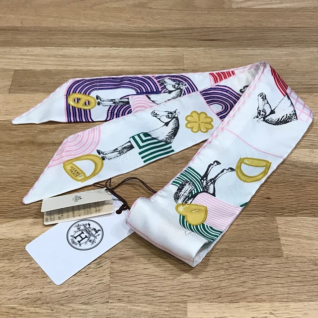 Hermes Twilly Galdrobe Pop Charm Scarf Blanc Multicolor 2022Ss 08904