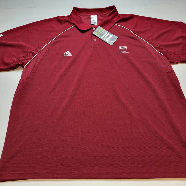 Temple University Adidas Polo Shirt Mens 3XL Red Short Sleeve Climacool NWT M5