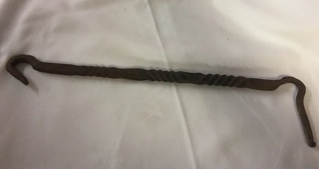 Very Early Huge Hand forged Iron Hook with Twisted Design ~ HW45