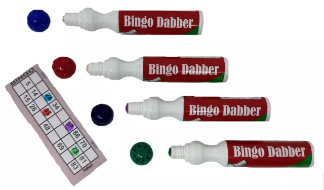 Bingo Dabbers Large Marker Pens Red Blue Green Purple Games Ticket Non Drip