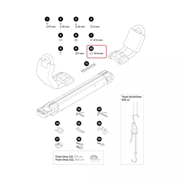 Thule rondella 898 per Hullavator Pro 52641