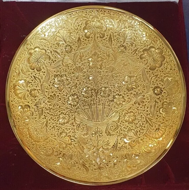 24 Carat Gold Plated Carved Plate - Wall Hanging - Brass Gold Plated ornament 3