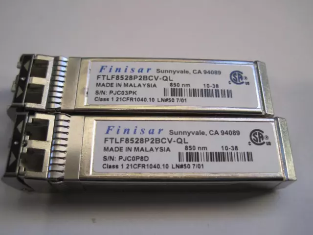 Lot De 2 Finisar FTLF2528P2BCV-QL 8Gbps 850nm SFP Réseau Transceiver Module