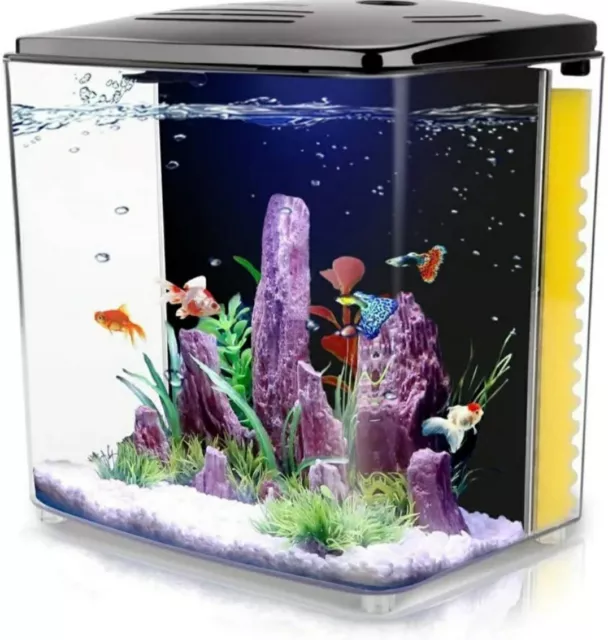 FREESEA 1.4 Gallon Aquarium Square Starter Kits w/ LED Betta Fish Tank T