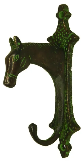 Green Horse Antique Style Handmade Brass Cup Key Cloth Hanger Wall Mounted Hook 9