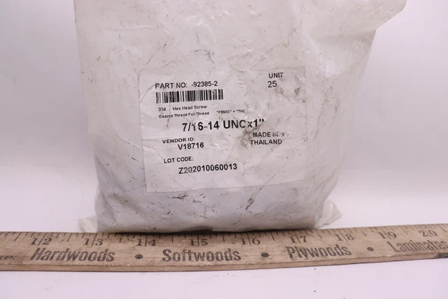 (25-Pk) Value Collection Under Head Hex Head Cap Screw 7/16"-14 UNC x 1" 92385-2