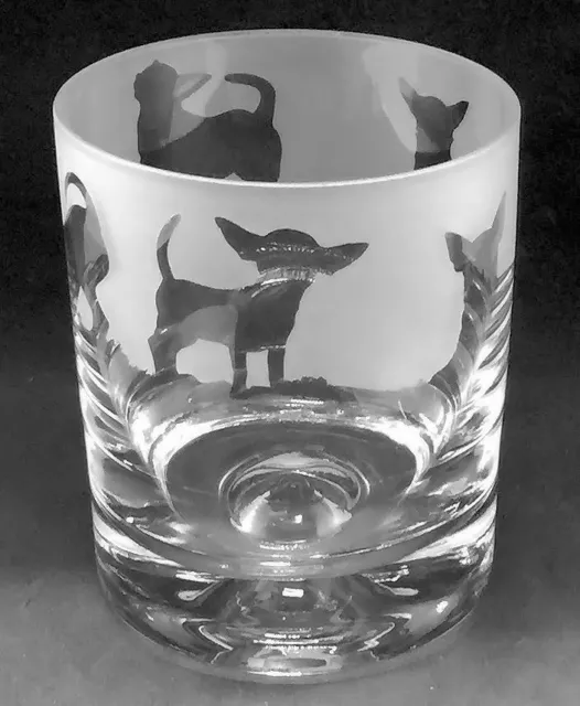 SMOOTH COAT CHIHUAHUA Frieze Boxed 30cl Glass Whisky Tumbler