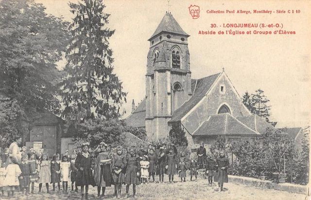 Cpa 91 Longjumeau / Abside De L'eglise Et Groupe D'eleves / Enfants