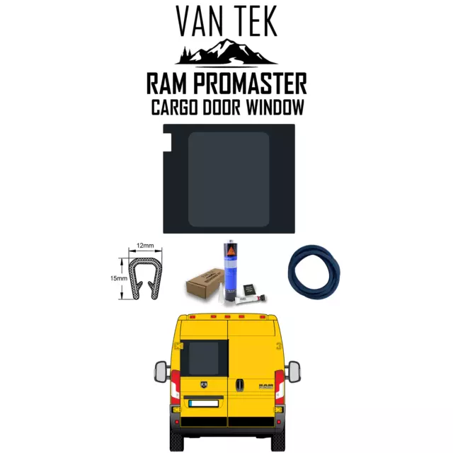 Ram ProMaster DRIVER Side Cargo Door Window 2014 - 2023  FIT KIT AND U TRIM