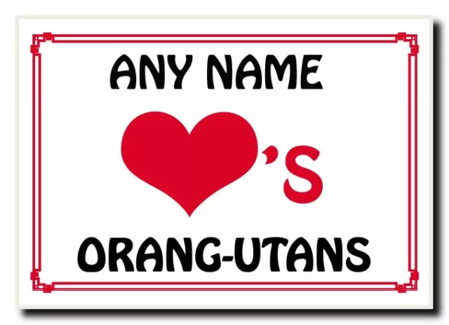 Love Heart Orang-Utans Personalised Jumbo Magnet