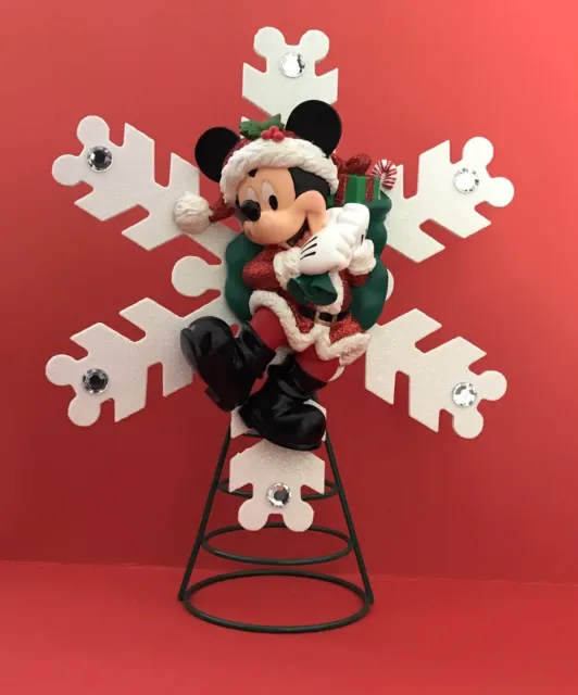 Disney Park Exclusive Mickey Mouse Santa Star Snowflake Christmas Tree Topper