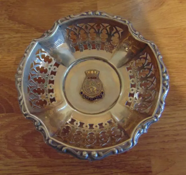 Vintage Silver Plated Epns Pierced Dish - Hms Nelson