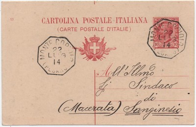 ANNULLO COLLETTORIA OTTAGONALE PARONA ALL'ADIGE 1902 INTERO POSTALE 3263 