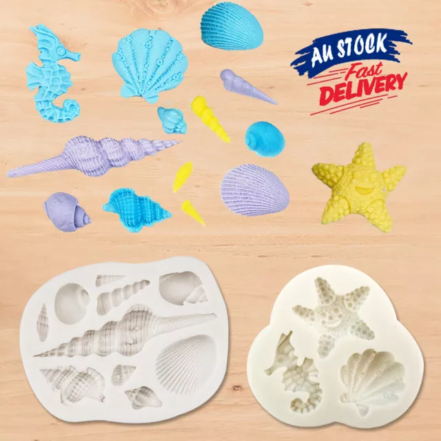 Shells Liquid Seashell Mould Fondant Chocolate Cake Silicone Molds 3D Beach