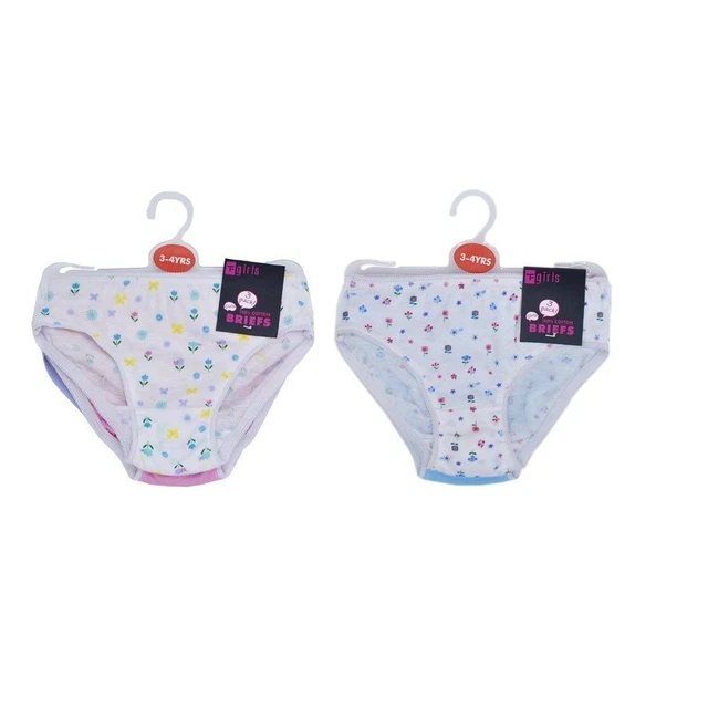 Hanger Cotton Underwear Knickers Girls 3 Pack Briefs On Age 2-3 3-4 5-6 7-8 Year