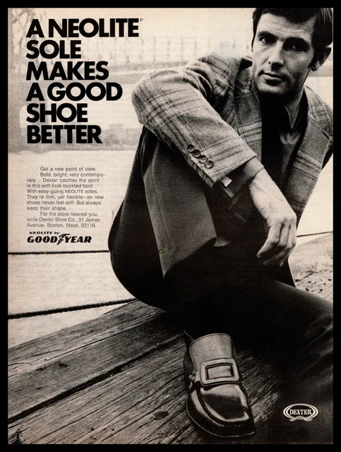 1970 Dexter Dress Shoes With Neolite Shoe Soles By Goodyear Vintage Print Ad