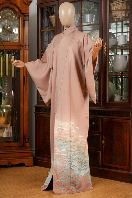 Dear Vanilla Japanese Silk Tomesode Kimono Women's Authentic Japan Made Vintage