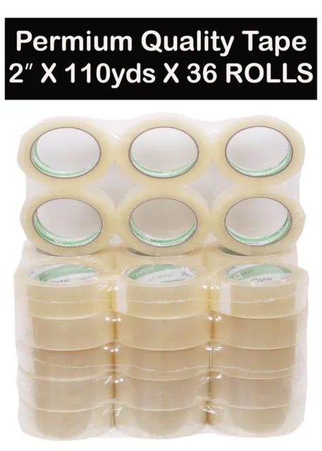 36 Rolls Carton Sealing Clear Tape - 1.8 Mil 2" x 110 Yards