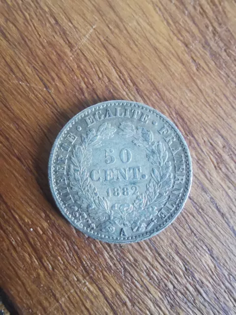 France Cérès Pièce De 50 Cent Centimes 1882 A Paris Argent Qualité P962