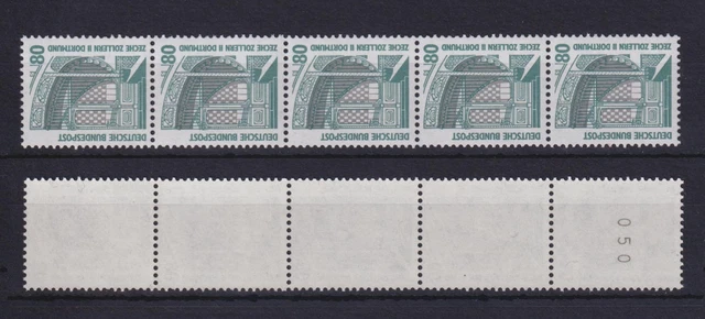 Bund 1342 Au RM 5er Streifen mit gerader Nummer SWK 80 Pf postfrisch