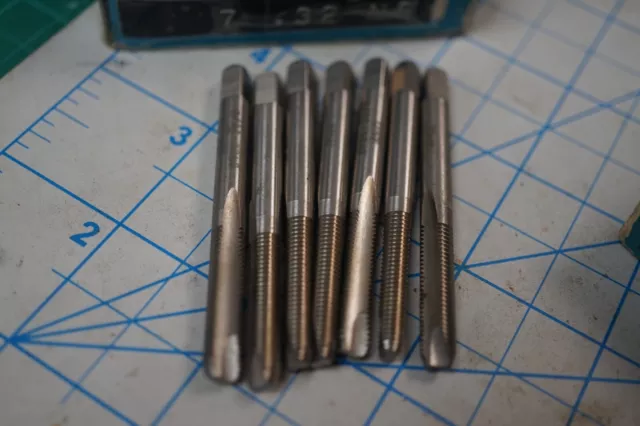 Lot of 7 Greenfield HSS 2 Flute Bottoming Taps 7/32-32 NS