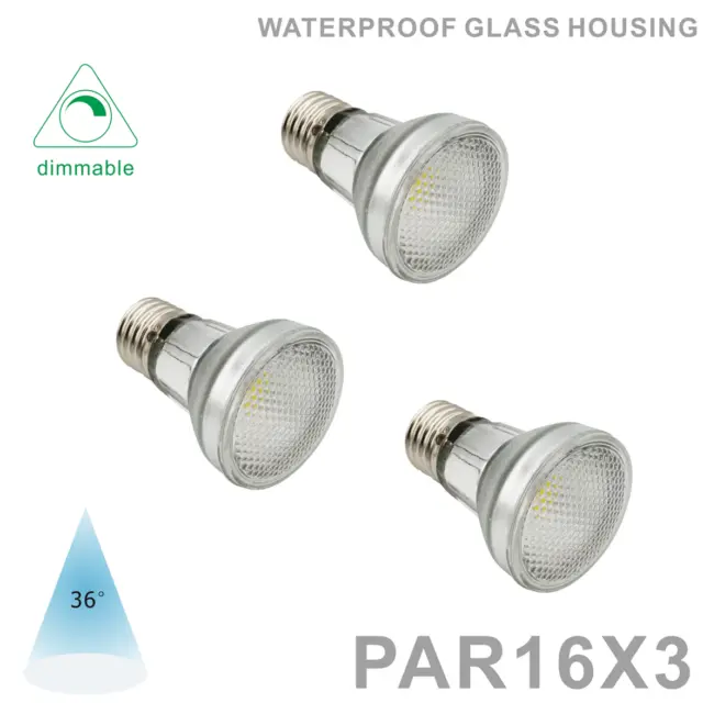 3 pcs Dimmable PAR16 Led Spot Light Bulb E26 110V-130V 7W Waterproof White Warm