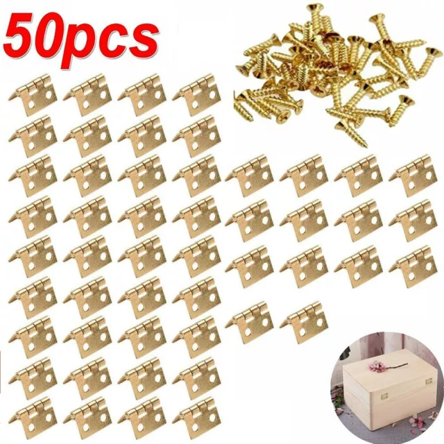 50pcs PLATTED BRASS BUTT HINGES CHOOSE Small-Large Door Cabinet Cupboard