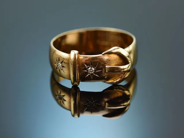 Englischer Gürtel Ring Aus Gelb Gold 375 Mit Diamanten Um 1960 Entstanden