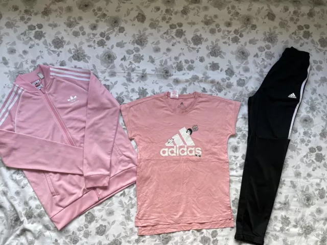 Adidas Girls 11-12 Yrs Tracksuit, Jacket, Trousers, T-shirt, Excellent Condition
